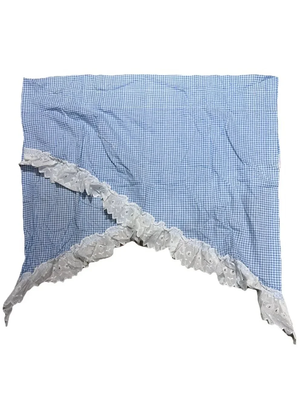 VTG 2 Blue & White Gingham Swag Curtain 39